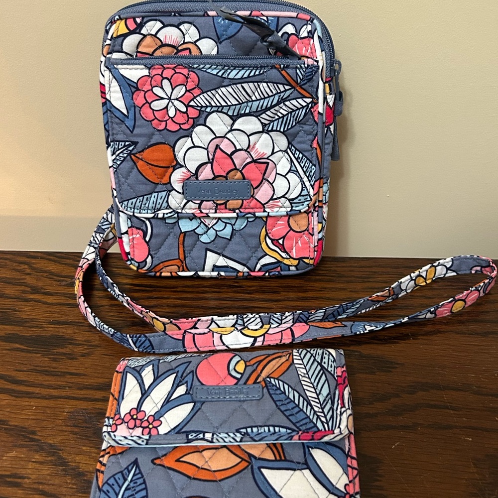 Vera Bradley Floral Crossbody Bag and Wallet Set